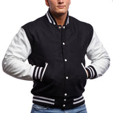 Mens Black White Varsity Jacket-1